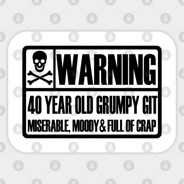 40 year old grumpy Sticker by tukiem